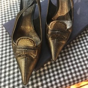 Bronze Prada Slingback Heels 37.5